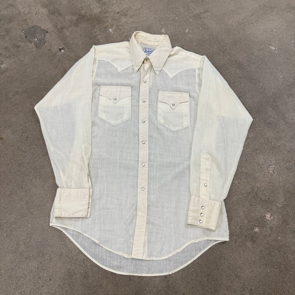 Vintage 70s Rockmount Ranch Wear Western Pearl Snap Shirt White Men's Medium